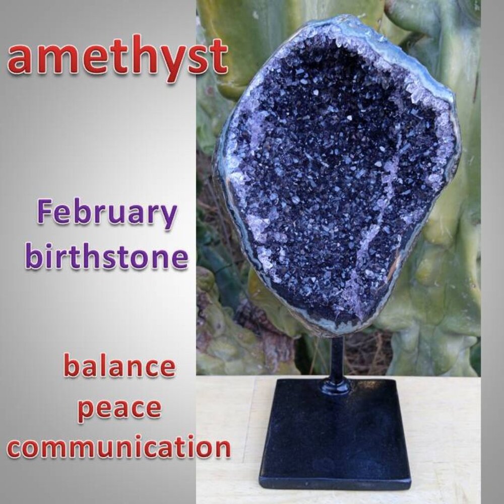 ❤️ LAST DAY!  9" AMETHYST  crystal rock on stand FEBRUARY birthstone 03
